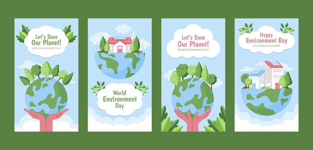 Vector world environment day flat ig stories