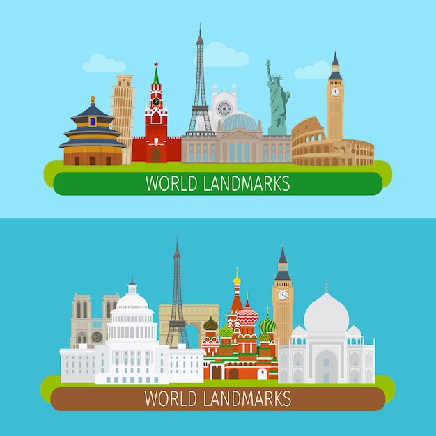 World landmarks banners 