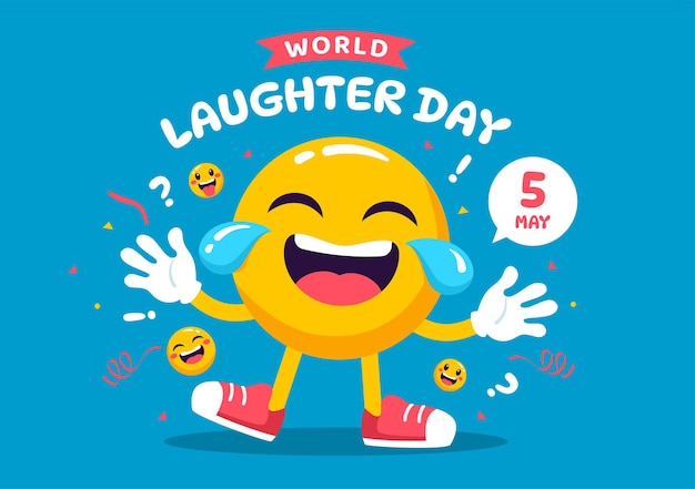 Vector world laughter day vector illustration on 5 may with smiley facial expression cute and happy