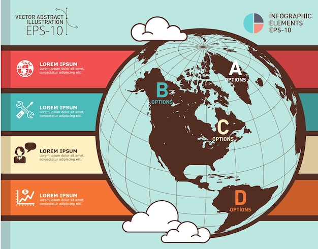 Vector world map infographic vector design