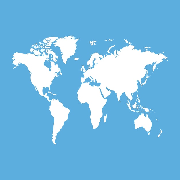 World map vector on blue