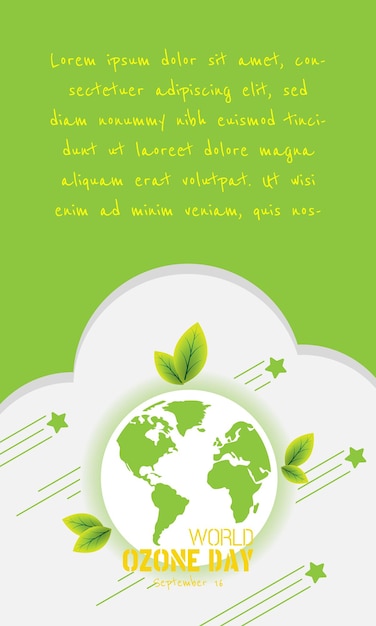 Vector world ozone day greeting card with ecology on earth concept