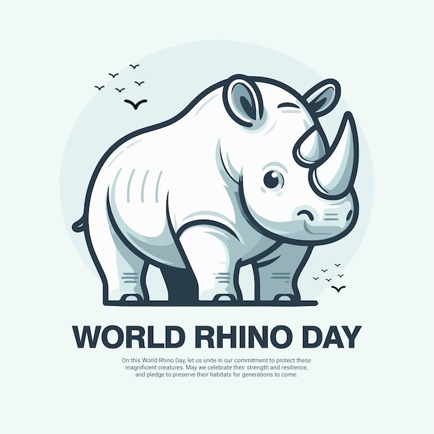 Vector world rhino day social media post banner template