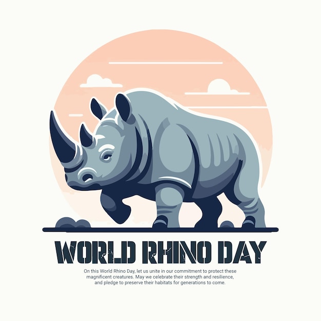 Vector world rhino day social media post banner template