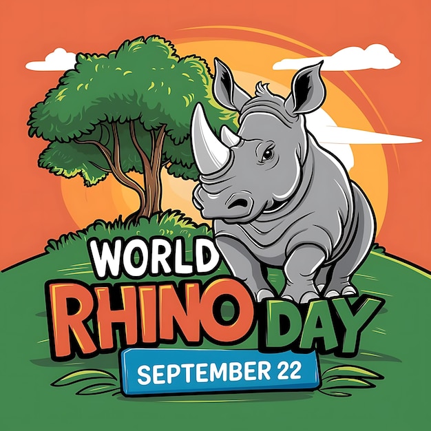 Vector world rhino day vector image illustration