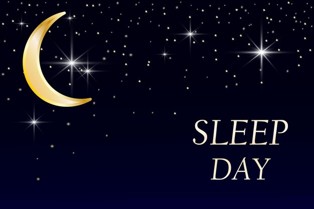 Vector world sleep day is celebrated every year in march beautiful black banner with stars and moon vecto