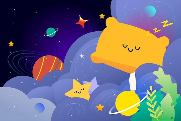 World sleep day, people sleeping, clouds and starry sky in the background, vector illustration