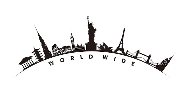 world wide travel silhouette illustration