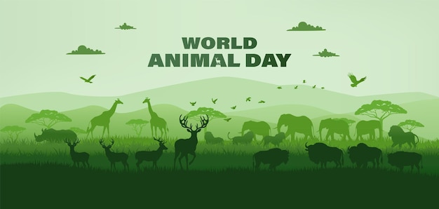 Vector world wild life and animals dayflat illustration