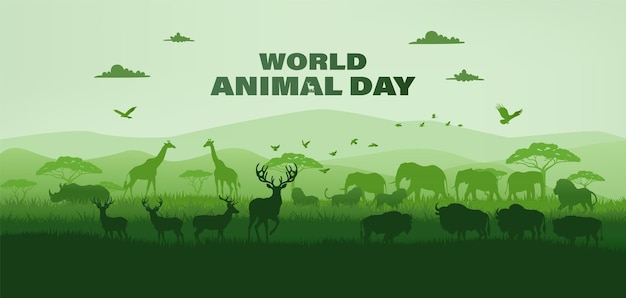 World Wild life and animals dayflat illustration