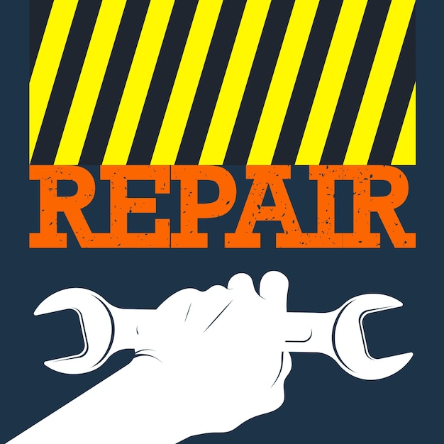 Vector wrench in hand repair and service banner