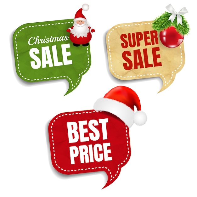 Xmas Speech Bubbles Set With decorations