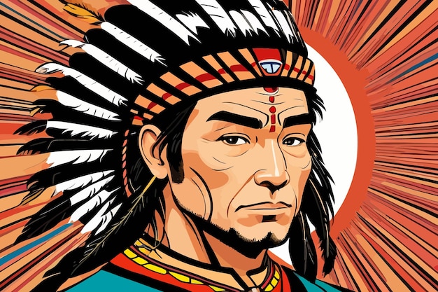 Yaqui indigenous man illustration