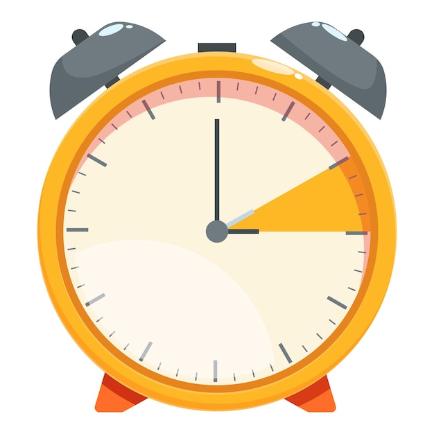 Vector yellow alarm clock showing almost 12 oclock time to act