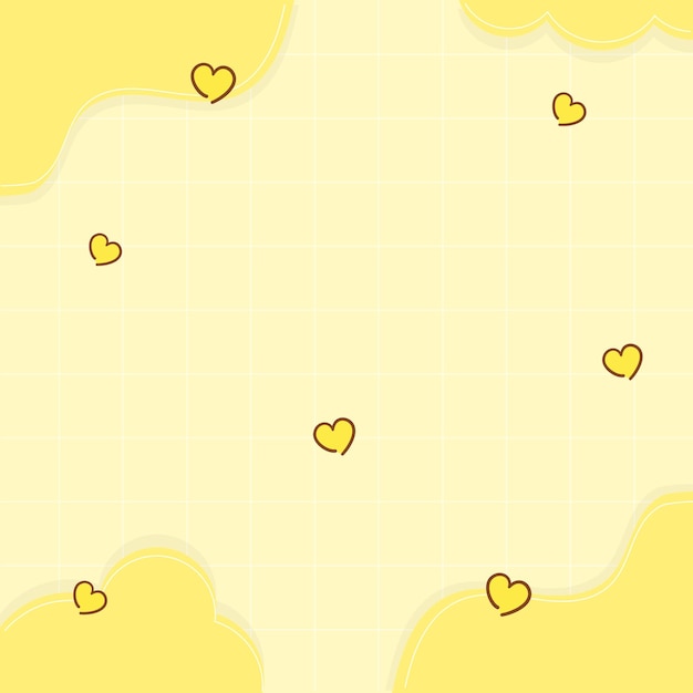 Vector a yellow background with hearts and clouds on it