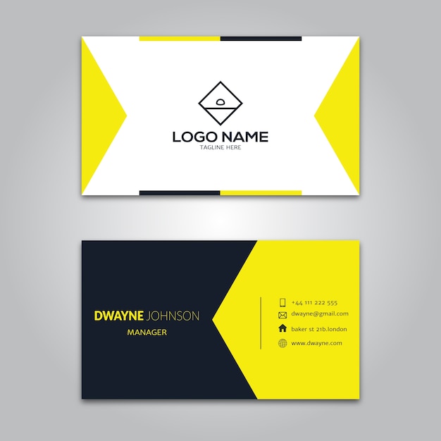 Yellow and black business card template