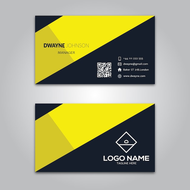 Yellow black business card template