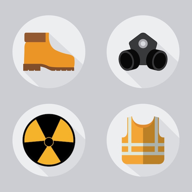 Vector yellow jacket mask biohazard boots icon