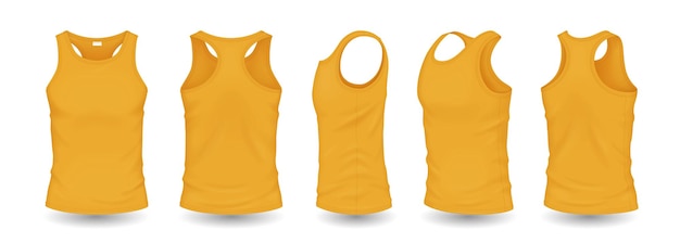 Vector yellow men tank tops with design template illustration set