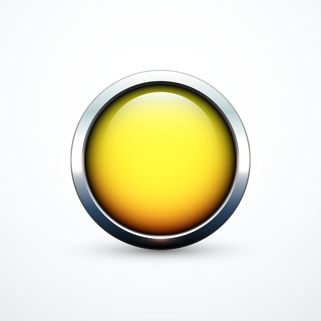 Yellow round button vector illustration