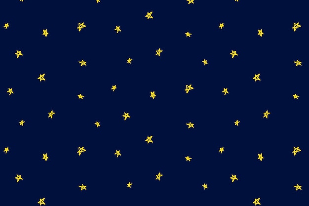 Vector yellow stars doodle on a blue background pattern vector graphics of the sky at night