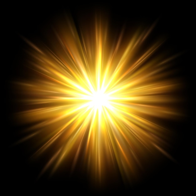 Yellow sun rays Glowing light effect radial golden rays and warm overlay