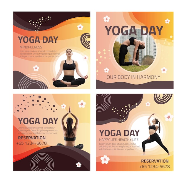 Vector yoga instagram posts