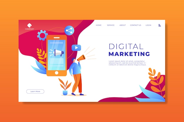 Young Man Doing Digital Advertisement Concept Landing Page