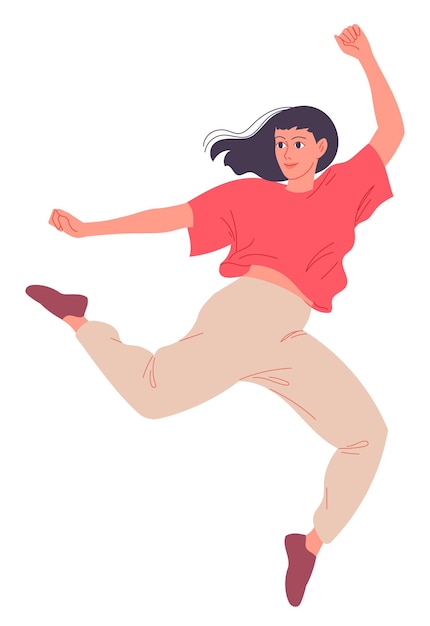 Vector young woman dancing a modern dance. female dancer