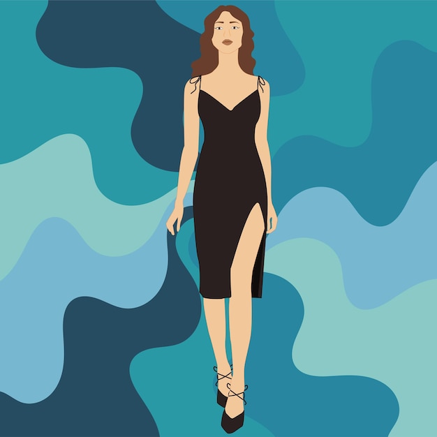 Vector young woman vector illustration, fashion illustration. girl vector art. fashion look.