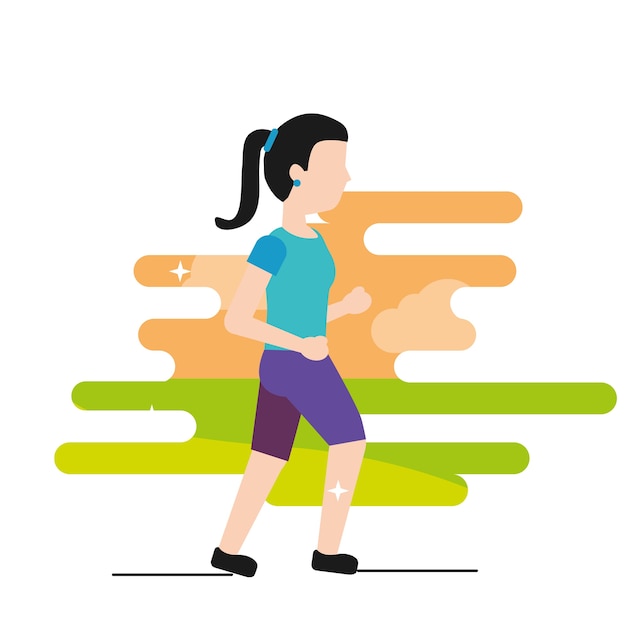 young woman walking sport activity 