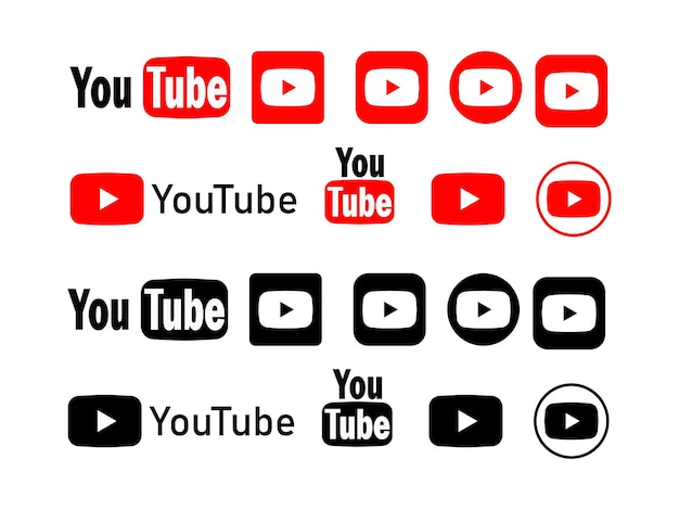 Vector youtube icon set social media concept set of black popular social media signs youtube