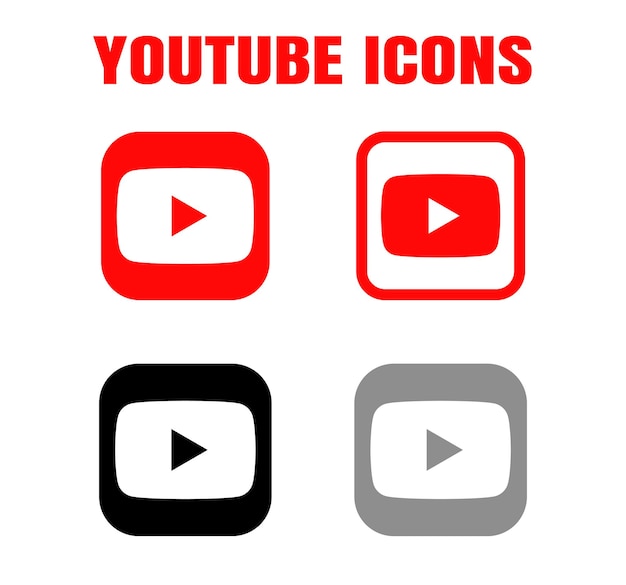 Vector youtube logo icon symbol set