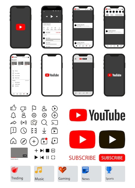 Vector youtube logo. youtube website. vector illustration