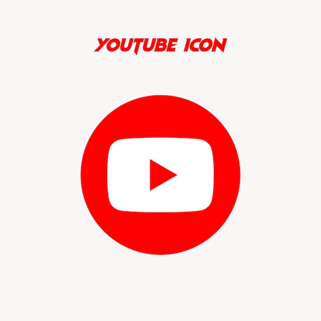 Vector youtube player icon a red circle with a white background