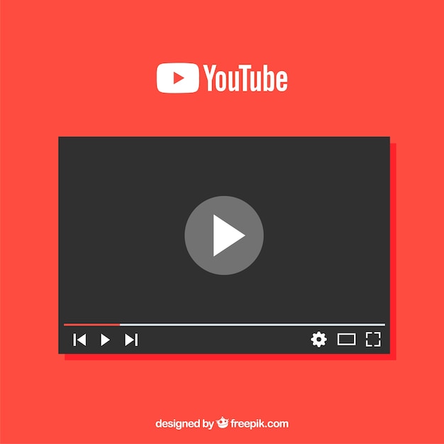 Vector youtube player with flat design