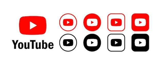 Vector youtube social media logo icons editorial social media youtube logos collection isolated set of social network youtube logo icons vector icons