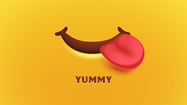 Yummy mouth with happy smile and tongue out illustration