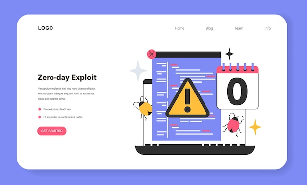 Vector zeroday exploit web banner or landing page computersoftware