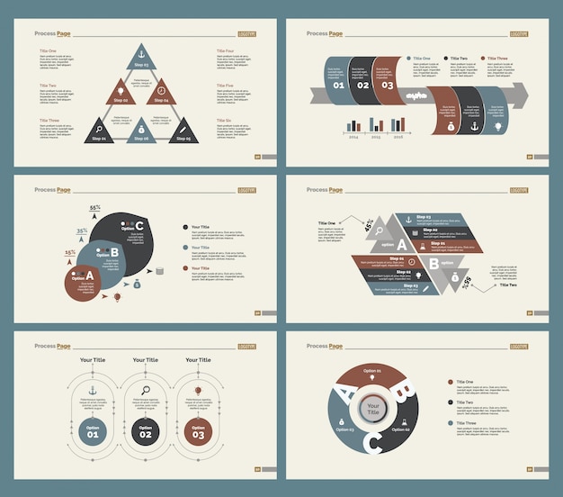 Zes Statistiek Grafieken Slide Templates Set