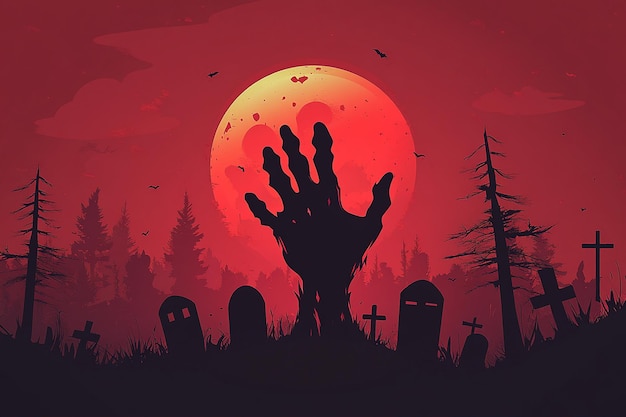 Vector zombie hand coming out grave