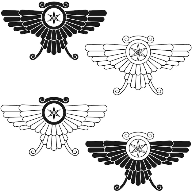 Zoroastrian winged disc vector design