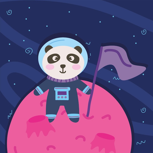 Astronauta panda na ziemi w kosmosie