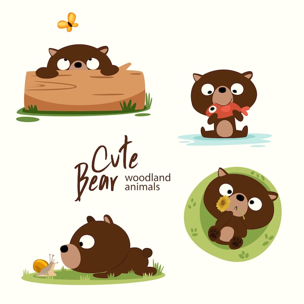 Wektor cute bear woodland animals