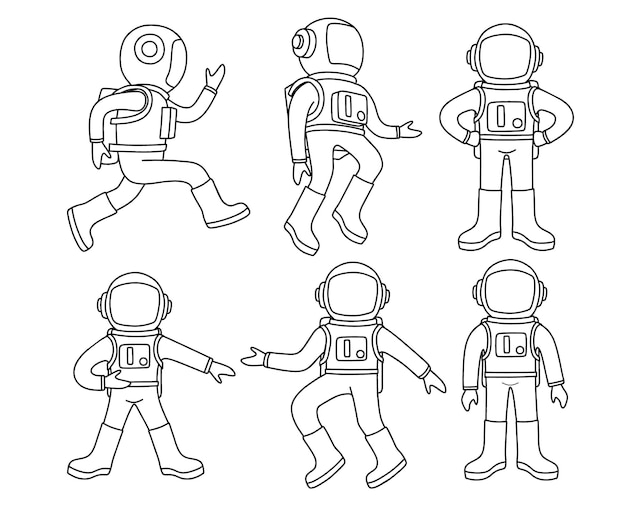 Doodle zestaw ładny astronauta.