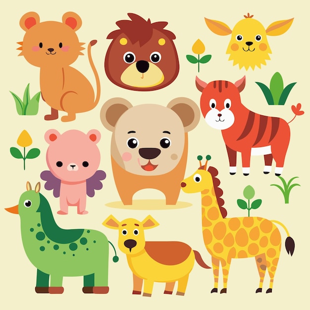 Wektor ilustracja zwierząt leśnych cute forest creatures collection