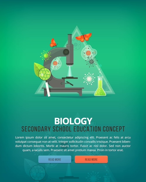 Ilustracje koncepcji edukacji i nauki. Biologia. Nauka o życiu i pochodzeniu gatunków. transparent.