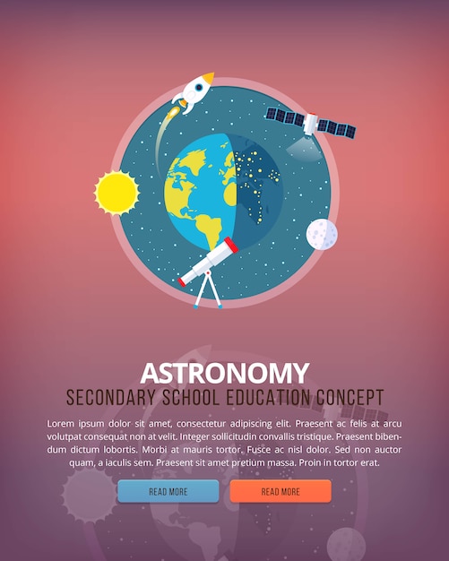 Ilustracje koncepcji edukacji i nauki. Nauka o Ziemi i budowie planety. Astronomia Znajomość zjawisk atmosferycznych. transparent.