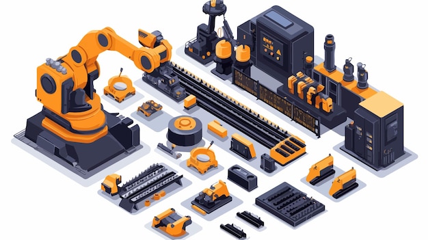 Plik wektorowy isometryczna ikona maszyn przemysłowych nowoczesna ilustracja wektorowa