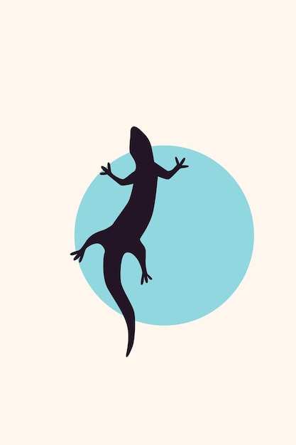 Jaszczurka raptor sylwetka minimalistyczny szablon plakatu boho.